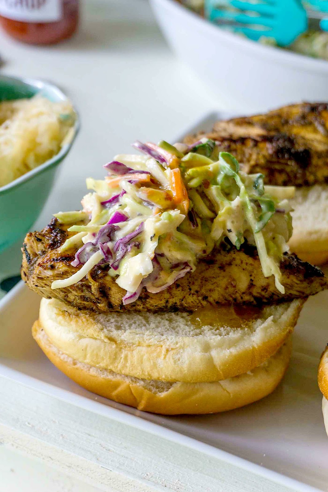 Jerk Chicken Sandwiches with Mango Chipotle Coleslaw - Major Hoff Takes ...